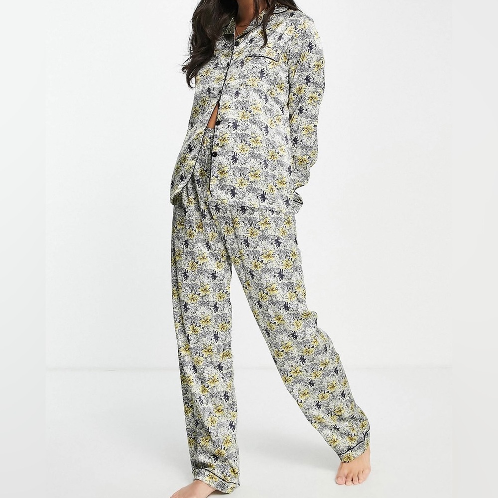 ASOS 5 piece pajama gift set in tropical leopard print